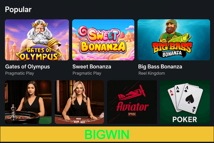 Slots populares Cassino BIGWIN bônus e diversão